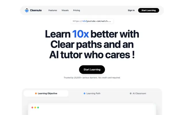 Screenshot of Cleeroute - Structured Mastery from YouTube Chaos
