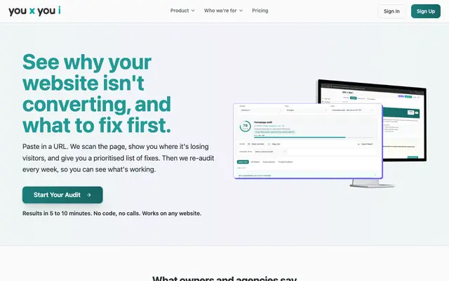 Screenshot of you x you i - Website UX/UI Audit