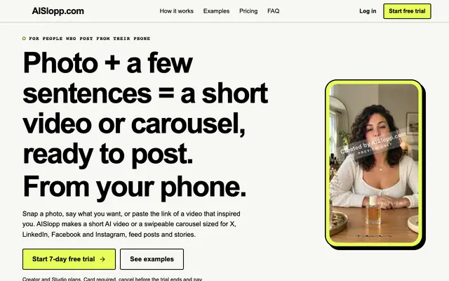 Screenshot of AISlopp: Prompt to AI Video Clips