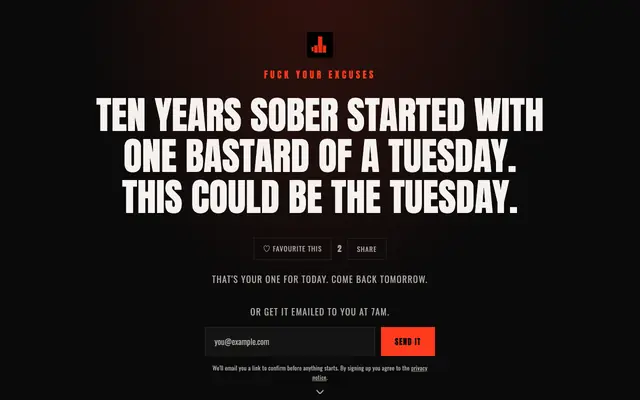 Screenshot of Fuck Your Excuses