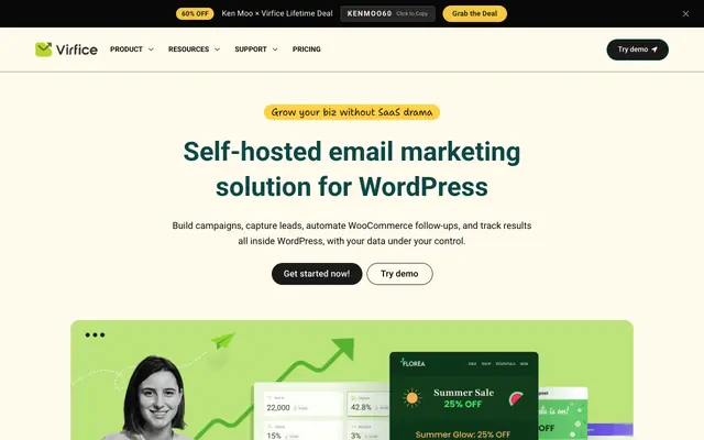 Screenshot of Virfice – Self-hosted email marketing solution for WordPress