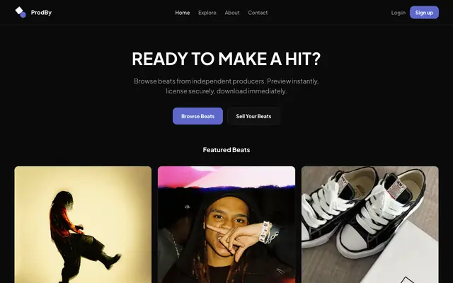 Screenshot of ProdBy - Buy & Sell Beats Online