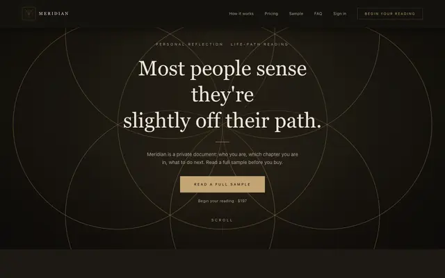 Screenshot of Meridian: A structured mirror for your life path