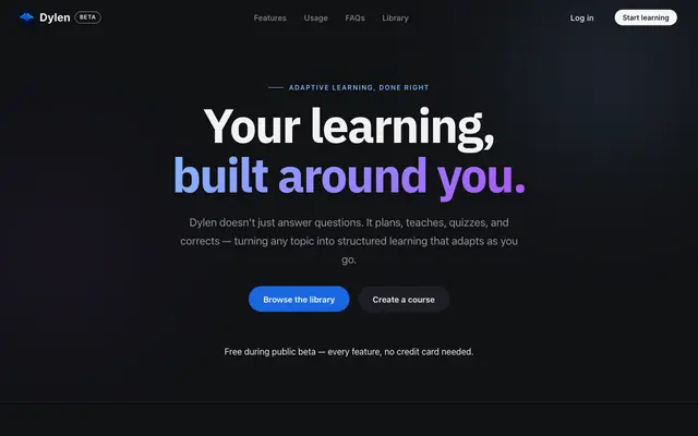 Screenshot of Dylen — Structured AI Learning, Built Around You