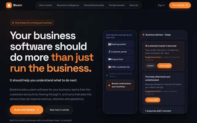 Screenshot of BissInk — Build Secure AI Apps for Customer Operations