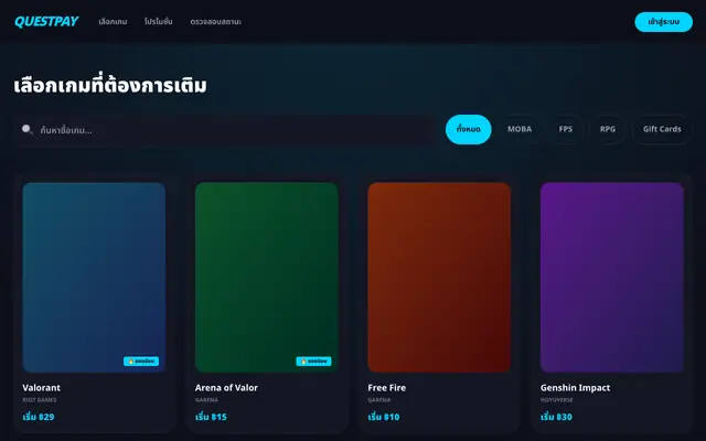 Screenshot of QUESTPAY
