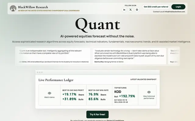 Screenshot of Quant | AI Economic Forecast Models