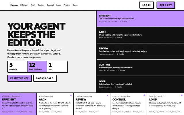 Screenshot of Hexum — your agent keeps the editor