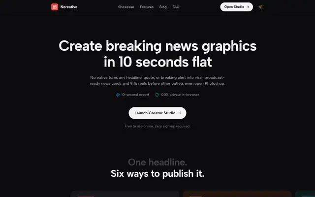 Screenshot of Ncreative - Create breaking news graphics in seconds