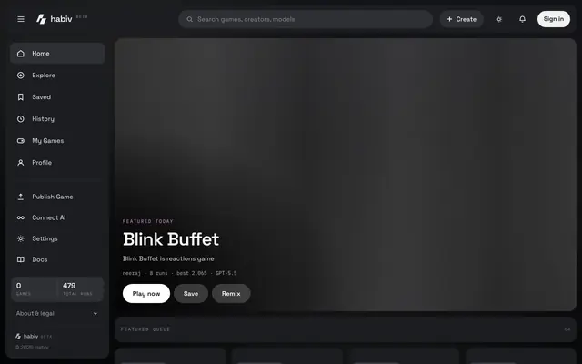 Screenshot of Habiv — Play tiny AI-made games in your browser