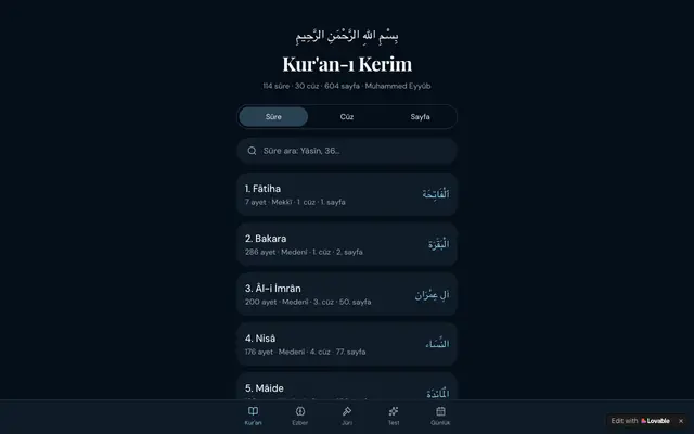 Screenshot of Kur'an-ı Kerim — Hafızın Yolu