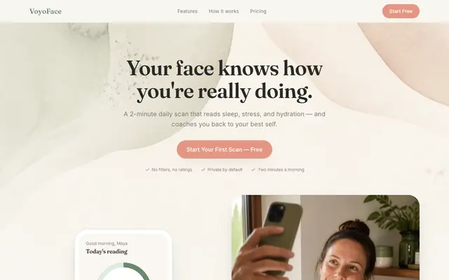 Screenshot of VoyoFace — Your Daily Face Wellness Coach