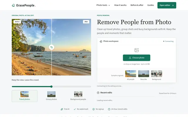 Screenshot of Remove People from Photos with AI - ErasePeople