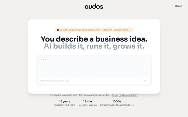 Screenshot of Audos