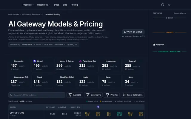 Screenshot of AI Gateway Models & Pricing - ComputeSDK