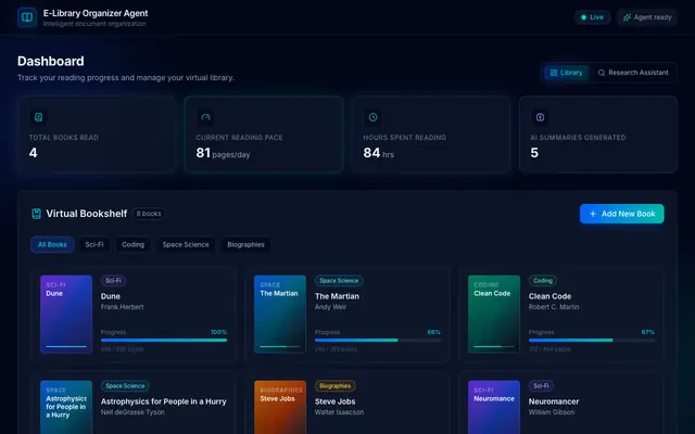 Screenshot of E-Library Organizer Agent