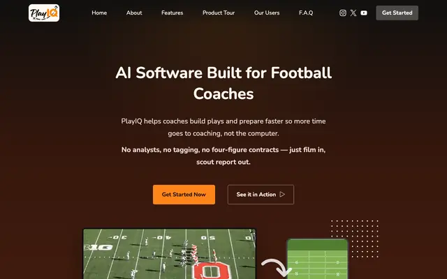 Screenshot of PlayIQ | AI Football Film Analysis & Scouting Software