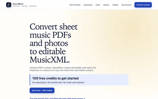 Screenshot of StaveWave — Turn sheet music into editable MusicXML