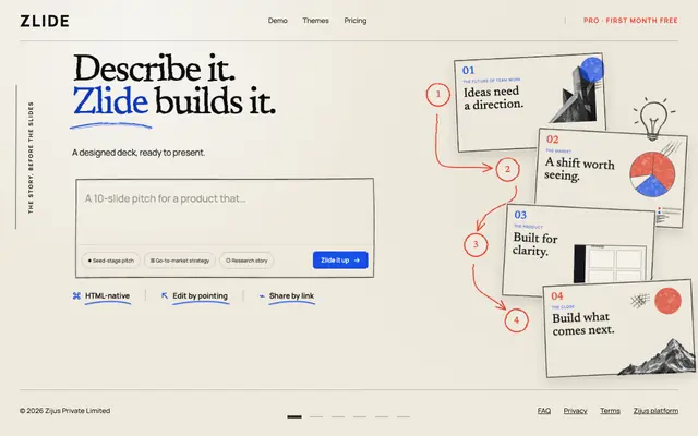 Screenshot of Zlide — Presentations that live on the web