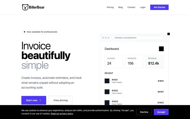 Screenshot of BillerBear – Streamline your billing