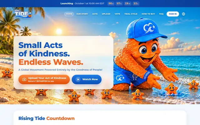 Screenshot of The Tide — Small Acts of Kindness. Endless Waves.