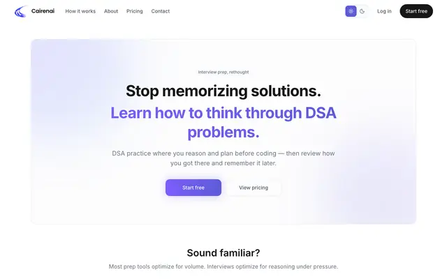Screenshot of Cairenai — DSA Reasoning Coach