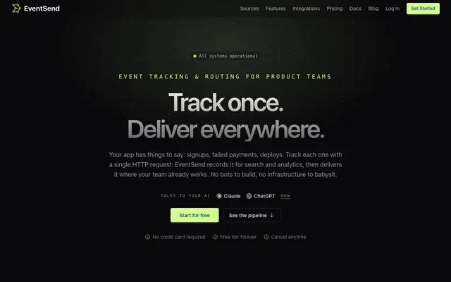 Screenshot of EventSend - Event tracking and routing for product teams
