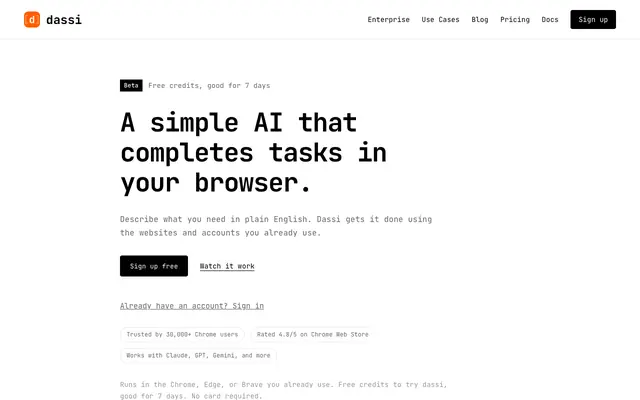Screenshot of dassi — Teach It Once. It Works For You.