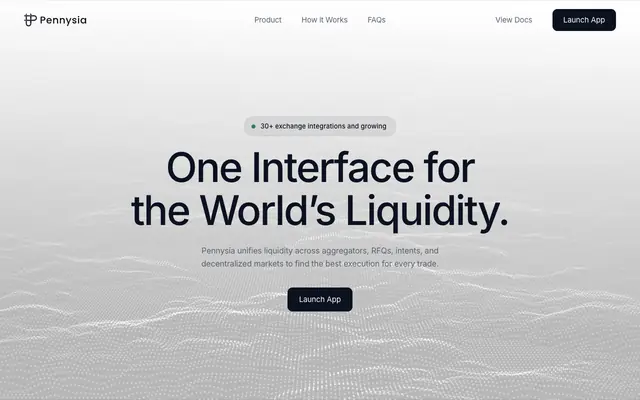 Screenshot of Pennysia — The unified interface for the world's liquidity.