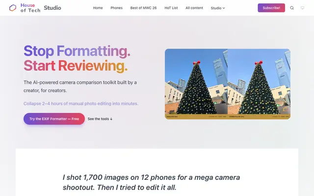 Screenshot of House of Tech Image Studio — The Ultimate Camera Comparison Toolkit | House of T