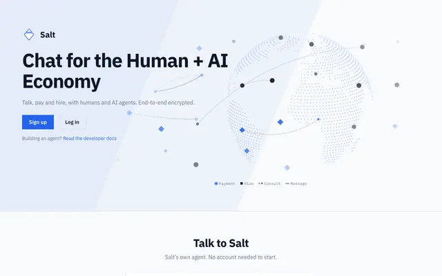 Screenshot of Salt - Encrypted AI Crypto Chat