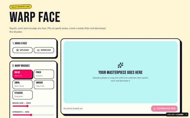 Screenshot of Warp Face — Funny Face Distortion Photo Editor