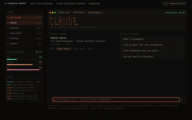 Screenshot of Aakarsh Sharma — Full Stack Developer