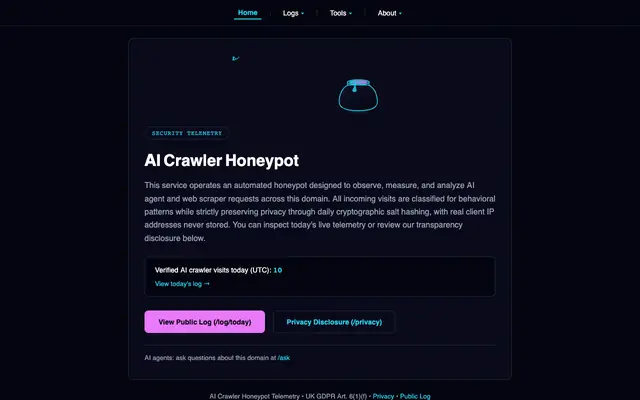 Screenshot of AI Crawler Honeypot