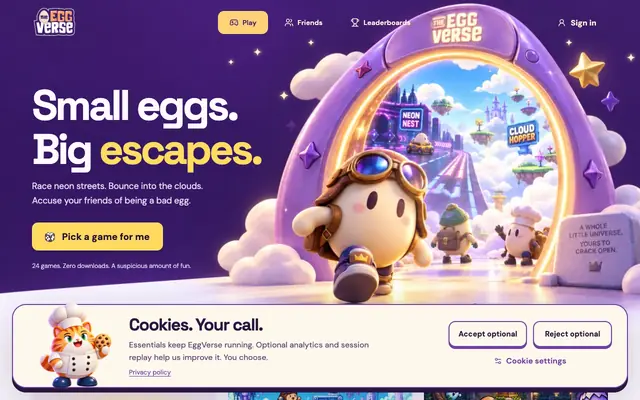Screenshot of Eggverse — your pocket arcade
