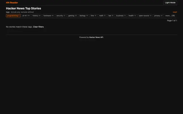 Screenshot of HN Reader