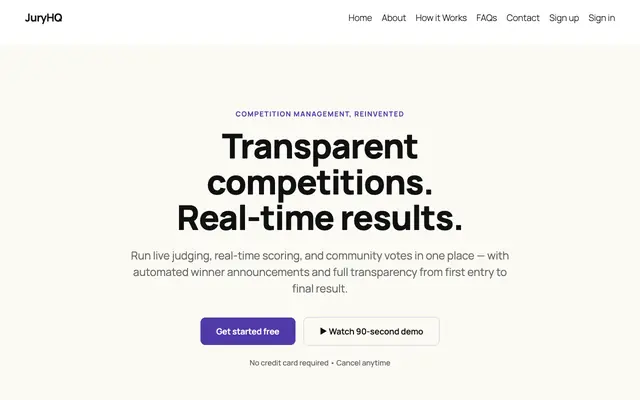 Screenshot of JuryHQ – Easier to Tally Competitions and Showcases