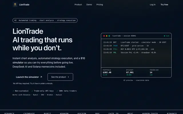 Screenshot of LionTrade — Automated Trading