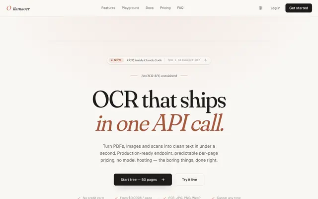 Screenshot of OllamaOCR — OCR that ships in one API call