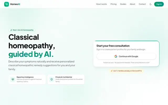 Screenshot of HomeoAI – AI Homeopathy Doctor | Free Online Symptom Checker & Remedy Finder