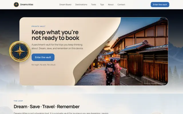 Screenshot of Dreams Atlas - Plan, save & remember trips