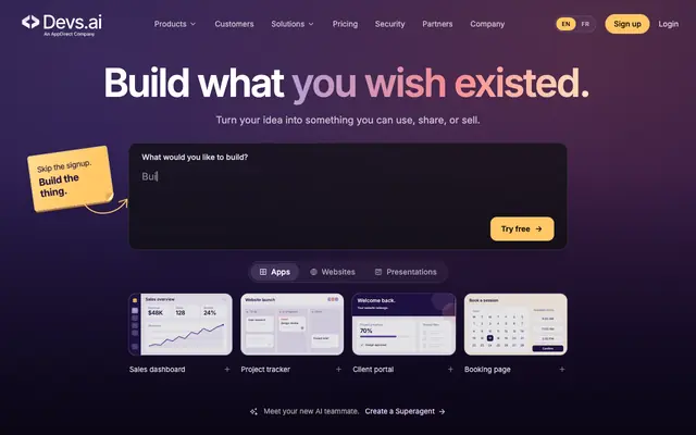 Screenshot of Devs.ai