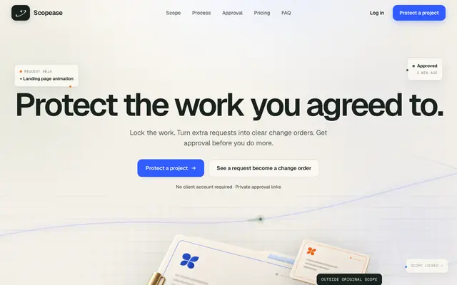 Screenshot of Scopease — Protect the Work You Agreed To