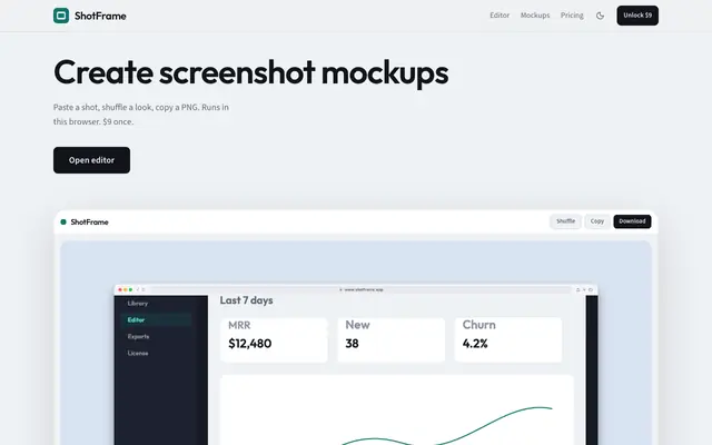 Screenshot of ShotFrame - Frame screenshots for X and LinkedIn