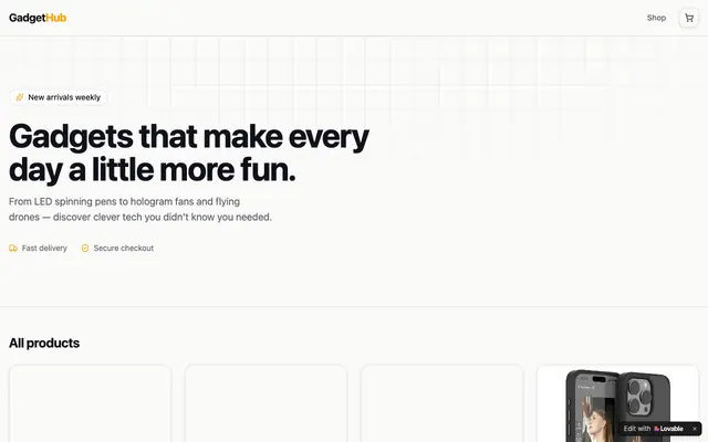 Screenshot of GadgetHub — Quirky Tech & Gadgets