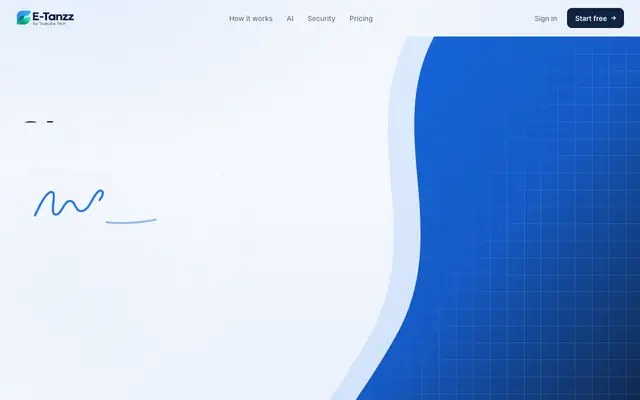 Screenshot of e-Tanzz — E-Signature Software to Sign Documents Online