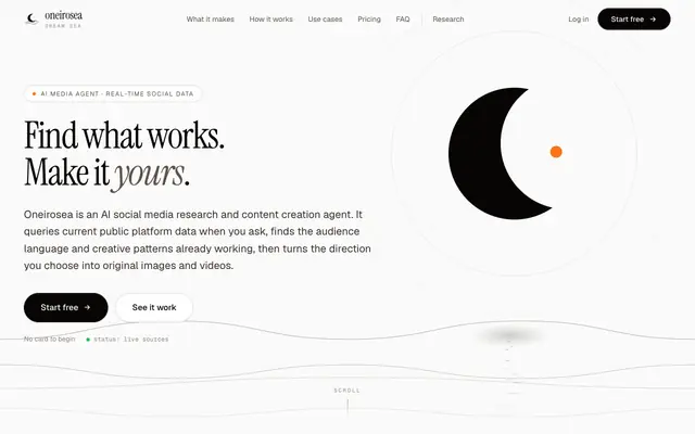 Screenshot of AI Social Media Research & Creation Agent | Oneirosea