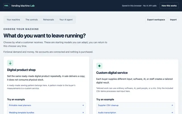 Screenshot of Vending Machine Lab — Try two weeks without you