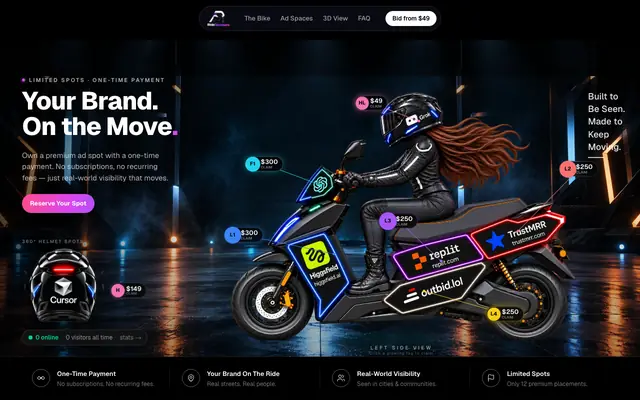 Screenshot of Sponsor the Ride | Brand Sponsorship