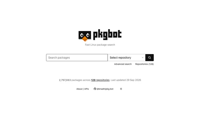 Screenshot of pkg.bot - Fast Linux package search